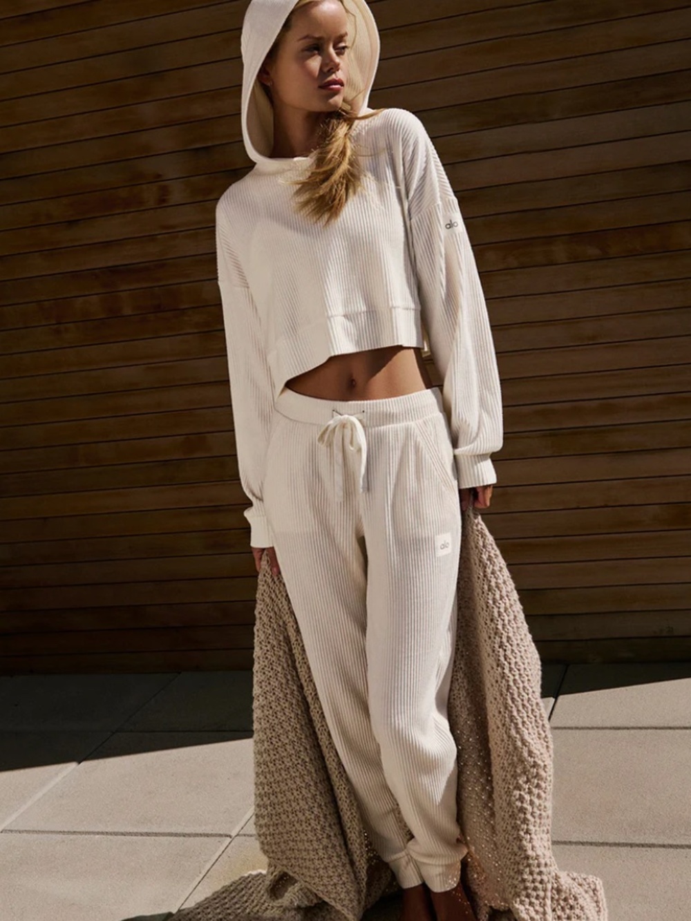 Alo Yoga Muse Hoodie Sweatpants Matching Set Ivory XS